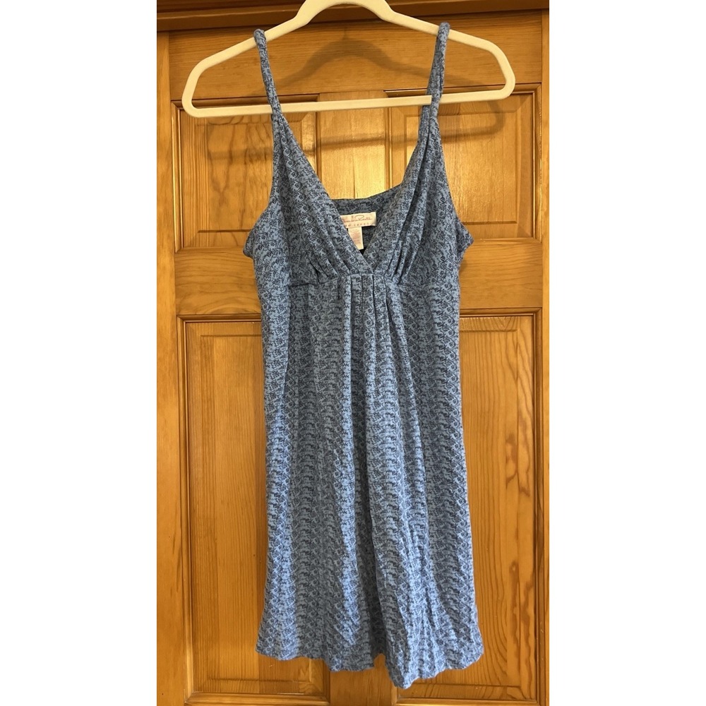 Oscar De La Renta Women's Pink Label Blue Floral Slip Dress Sz Large
